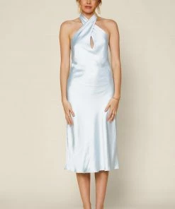 SKIES ARE BLUE New In Clothing Satin Halter Midi Dress
