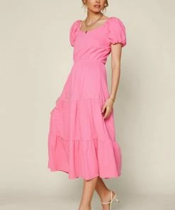 SKIES ARE BLUE Puff Sleeve Midi Dress New In Clothing 10 SKIES ARE BLUE Puff Sleeve Midi Dress New In Clothing