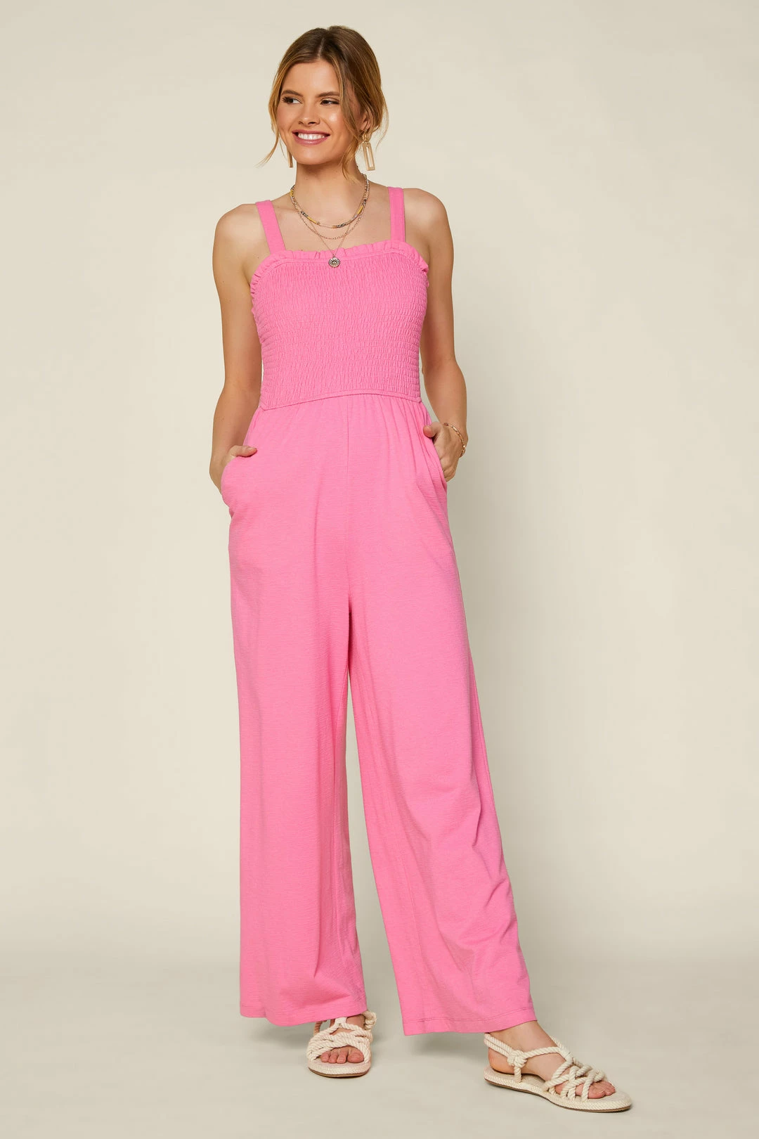 SKIES ARE BLUE New In Clothing Smocked Knit Jumpsuit 3 SKIES ARE BLUE New In Clothing Smocked Knit Jumpsuit