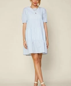 SKIES ARE BLUE Striped Babydoll Mini Dress