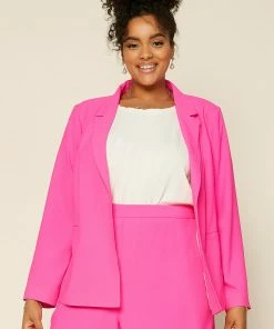SKIES ARE BLUE Plus Size - Neon Welt Pocket Blazer Clothing