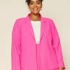 SKIES ARE BLUE Plus Size - Neon Welt Pocket Blazer Clothing 1 SKIES ARE BLUE Plus Size - Neon Welt Pocket Blazer Clothing