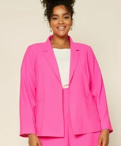 SKIES ARE BLUE Plus Size - Neon Welt Pocket Blazer Clothing