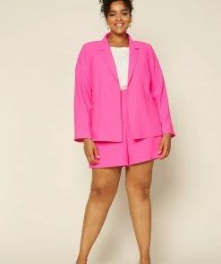 SKIES ARE BLUE Plus Size - Neon Welt Pocket Blazer Clothing