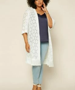 SKIES ARE BLUE Clothing Plus Size - Jacquard Fringe Duster