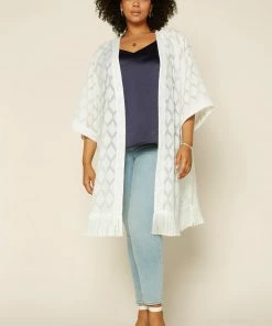 SKIES ARE BLUE Clothing Plus Size - Jacquard Fringe Duster 10 SKIES ARE BLUE Clothing Plus Size - Jacquard Fringe Duster