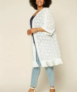 SKIES ARE BLUE Clothing Plus Size - Jacquard Fringe Duster 11 SKIES ARE BLUE Clothing Plus Size - Jacquard Fringe Duster