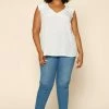 SKIES ARE BLUE Plus Size - Pleated Shoulder Top