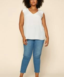 SKIES ARE BLUE Plus Size - Pleated Shoulder Top