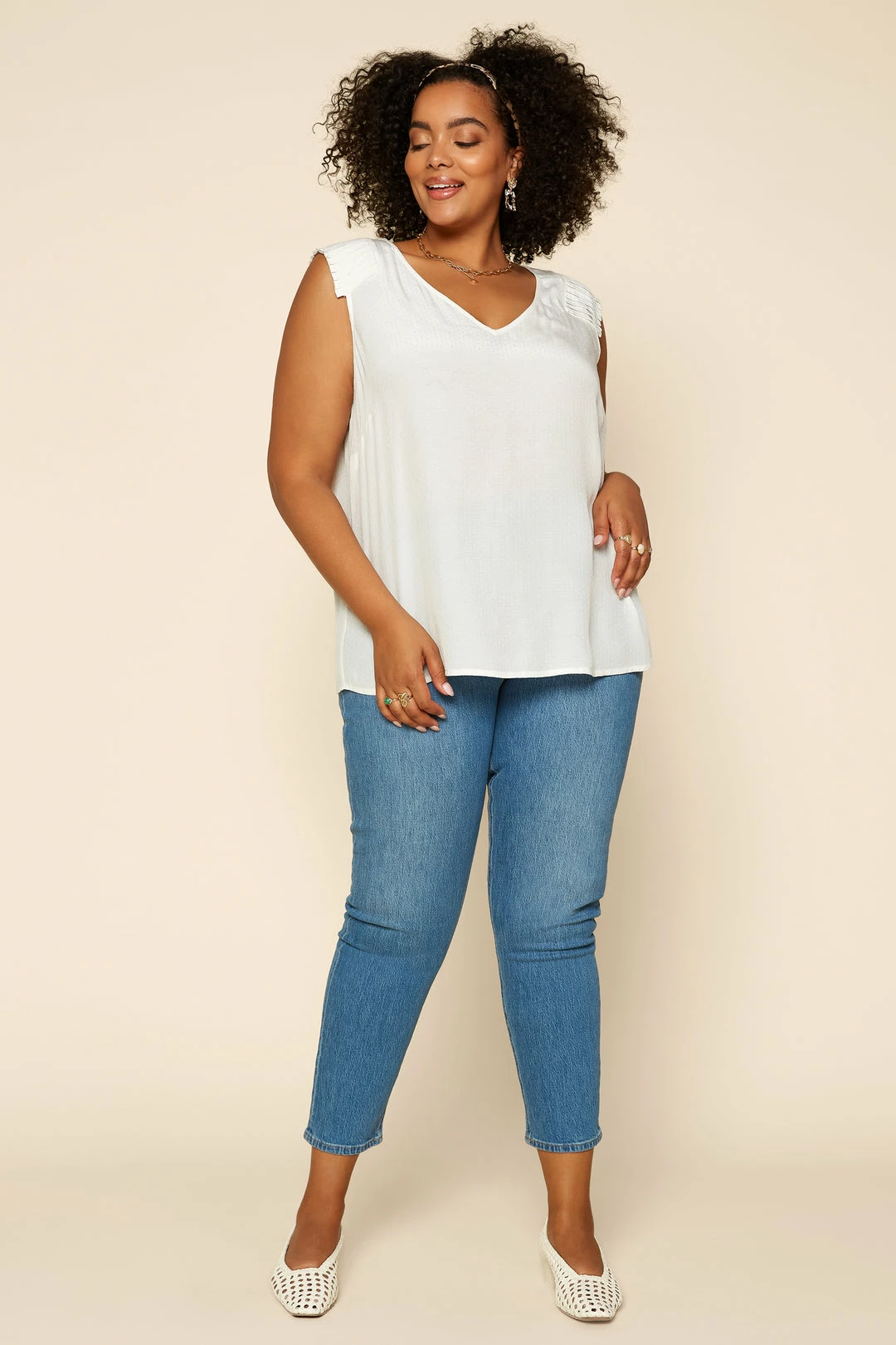 SKIES ARE BLUE Plus Size - Pleated Shoulder Top 4 SKIES ARE BLUE Plus Size - Pleated Shoulder Top