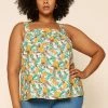 SKIES ARE BLUE Plus Size - Tropical Tie Shoulder Top Clothing