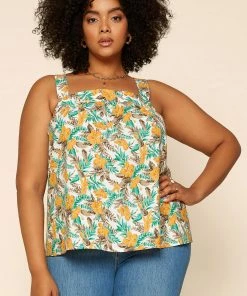 SKIES ARE BLUE Plus Size - Tropical Tie Shoulder Top Clothing