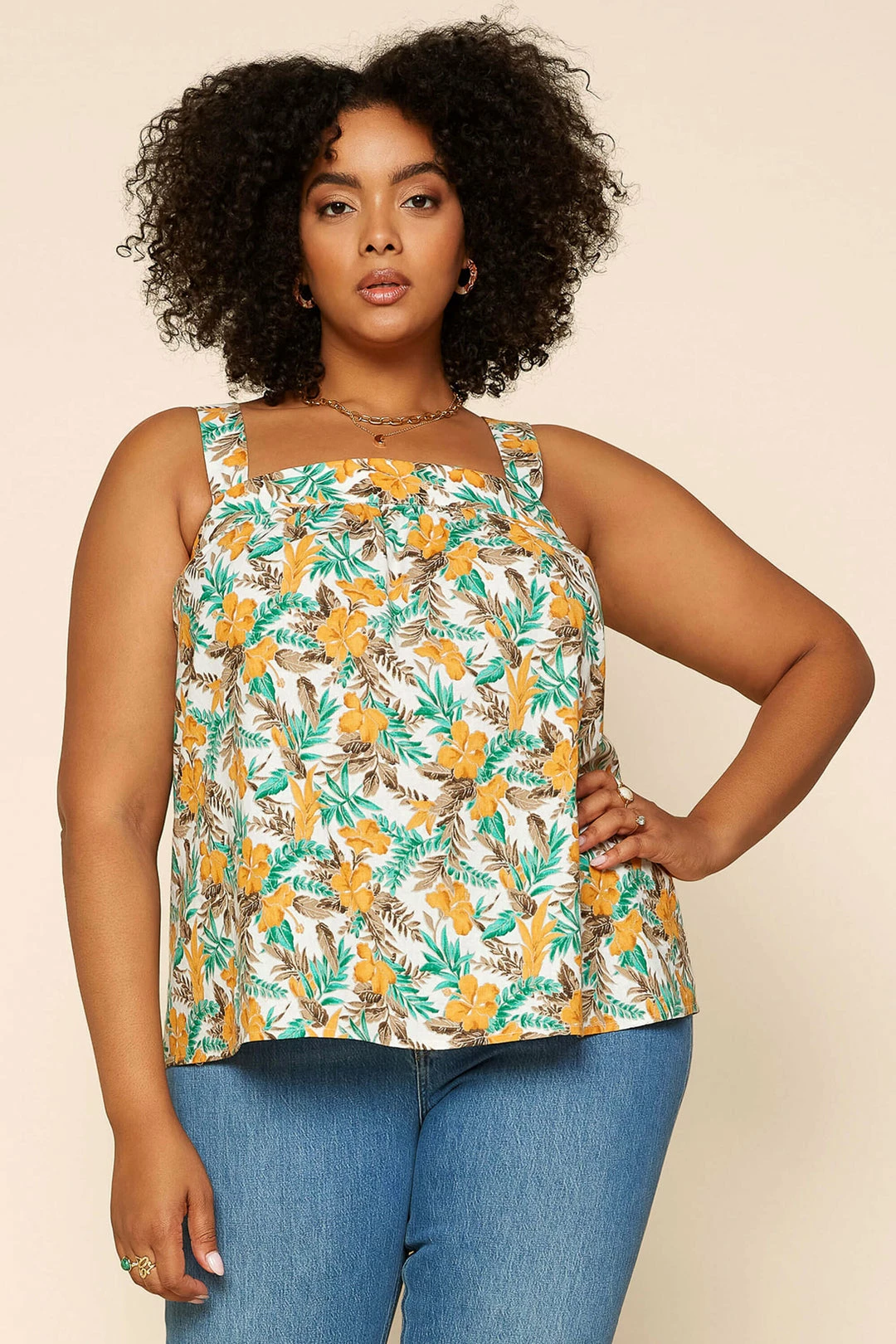 SKIES ARE BLUE Plus Size - Tropical Tie Shoulder Top Clothing 3 SKIES ARE BLUE Plus Size - Tropical Tie Shoulder Top Clothing