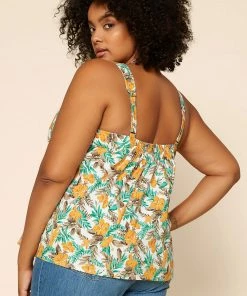 SKIES ARE BLUE Plus Size - Tropical Tie Shoulder Top Clothing 13 SKIES ARE BLUE Plus Size - Tropical Tie Shoulder Top Clothing
