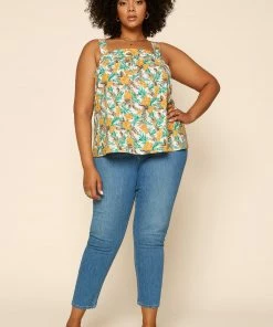 SKIES ARE BLUE Plus Size - Tropical Tie Shoulder Top Clothing 10 SKIES ARE BLUE Plus Size - Tropical Tie Shoulder Top Clothing