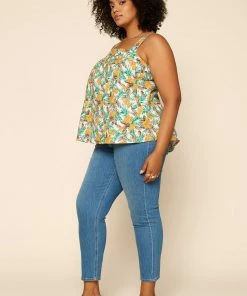 SKIES ARE BLUE Plus Size - Tropical Tie Shoulder Top Clothing
