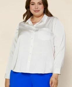 SKIES ARE BLUE Clothing Plus Size - Satin Button Down Shirt