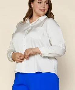 SKIES ARE BLUE Clothing Plus Size - Satin Button Down Shirt