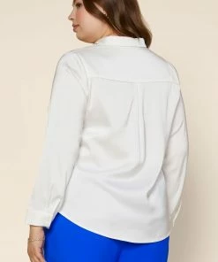 SKIES ARE BLUE Clothing Plus Size - Satin Button Down Shirt 7 SKIES ARE BLUE Clothing Plus Size - Satin Button Down Shirt