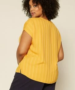 SKIES ARE BLUE Plus Size - Ember Striped Jacquard Blouse 11 SKIES ARE BLUE Plus Size - Ember Striped Jacquard Blouse