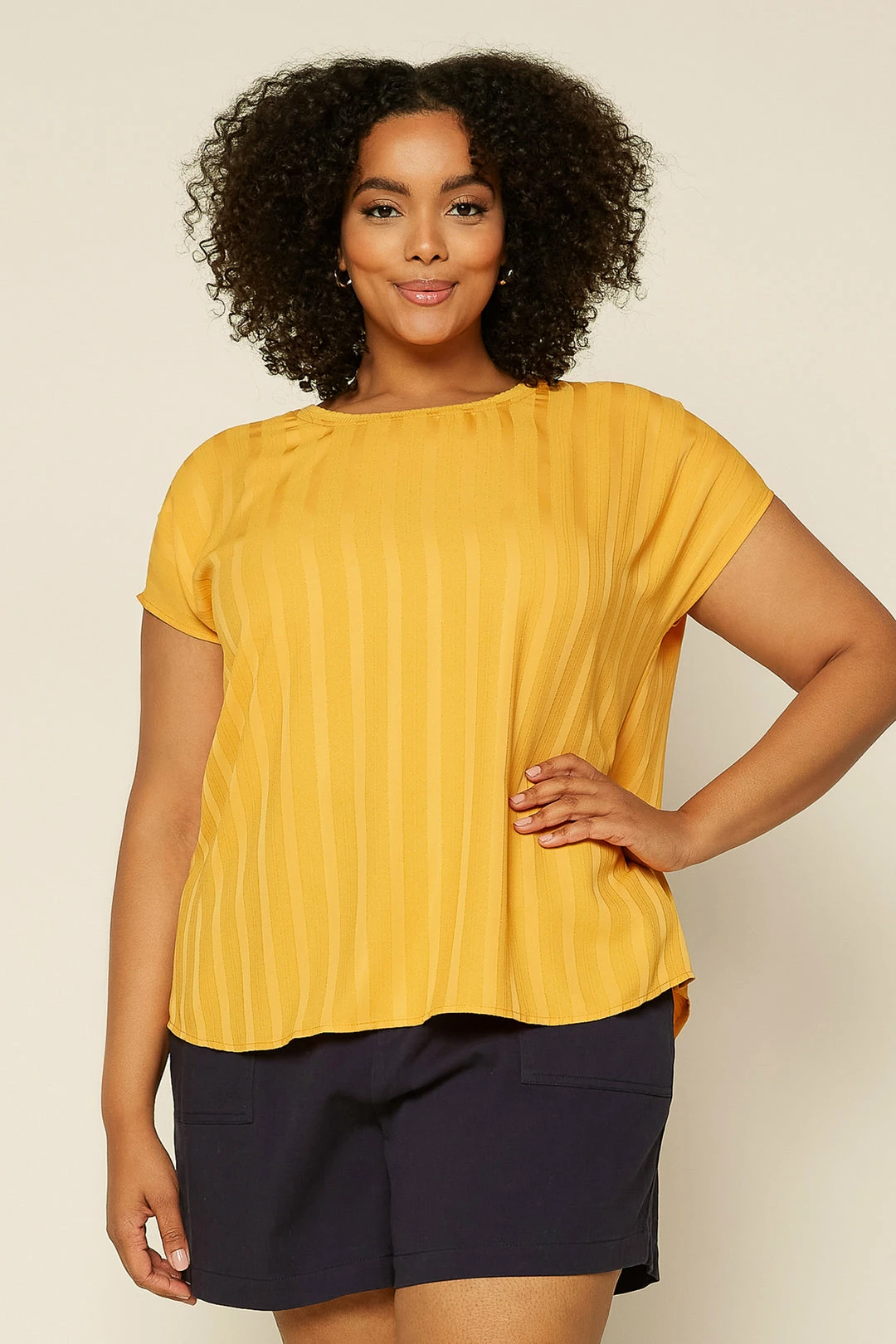 SKIES ARE BLUE Plus Size - Ember Striped Jacquard Blouse 4 SKIES ARE BLUE Plus Size - Ember Striped Jacquard Blouse