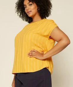 SKIES ARE BLUE Plus Size - Ember Striped Jacquard Blouse 13 SKIES ARE BLUE Plus Size - Ember Striped Jacquard Blouse