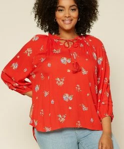 SKIES ARE BLUE Plus Size - Floral Long Sleeve Blouse