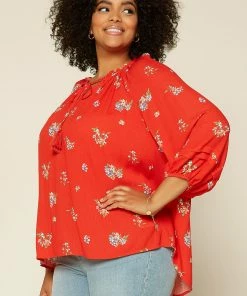 SKIES ARE BLUE Plus Size - Floral Long Sleeve Blouse