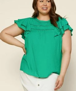 SKIES ARE BLUE New In Plus Size Plus Size - Ruffled Lace Detail Top
