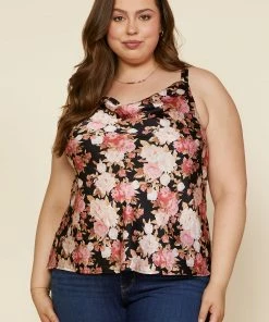 SKIES ARE BLUE Clothing Plus Size - Floral Cowl Neck Cami