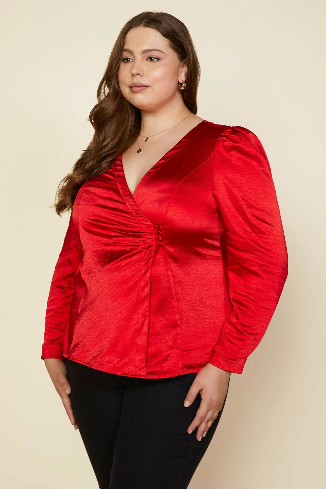 SKIES ARE BLUE Plus Size - Zoya Satin Shirred Top Clothing 3 SKIES ARE BLUE Plus Size - Zoya Satin Shirred Top Clothing