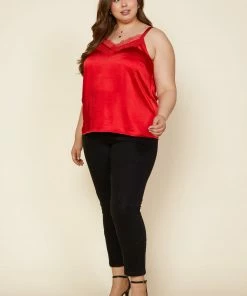 SKIES ARE BLUE Plus Size - Satin Lace Trimmed Cami 6 SKIES ARE BLUE Plus Size - Satin Lace Trimmed Cami