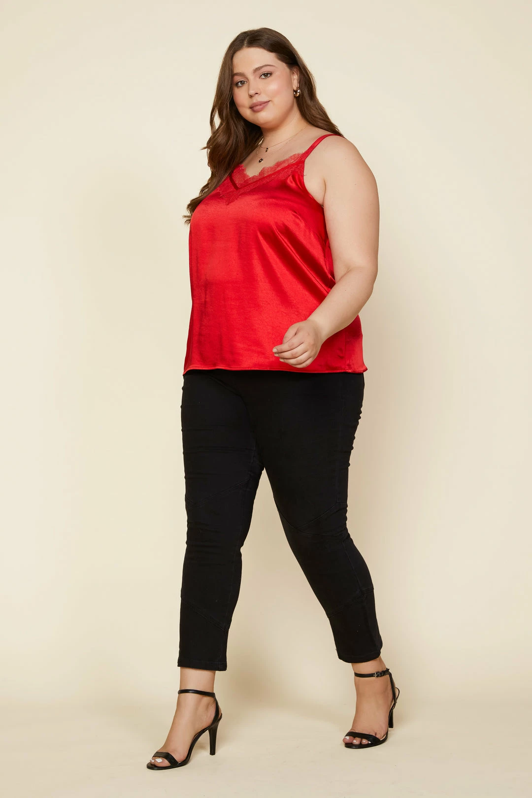 SKIES ARE BLUE Plus Size - Satin Lace Trimmed Cami 3 SKIES ARE BLUE Plus Size - Satin Lace Trimmed Cami