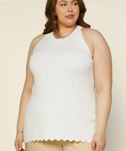 SKIES ARE BLUE Plus Size - Scallop Hem Knit Top New In Plus Size