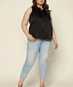 SKIES ARE BLUE Plus Size - Sleeveless Button Down Top New In Plus Size