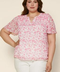 SKIES ARE BLUE Plus Size - Sweet Floral Ruffled Top New In Plus Size