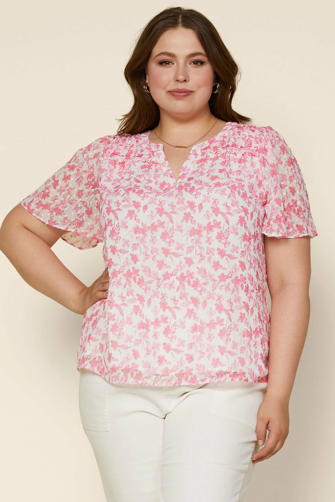 SKIES ARE BLUE Plus Size - Sweet Floral Ruffled Top New In Plus Size 4 SKIES ARE BLUE Plus Size - Sweet Floral Ruffled Top New In Plus Size