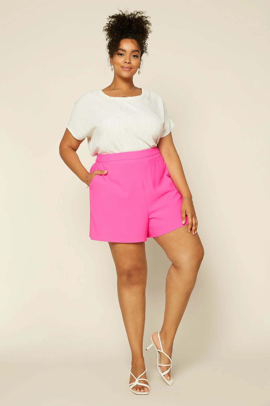 SKIES ARE BLUE Clothing Plus Size - Neon Structured Shorts 3 SKIES ARE BLUE Clothing Plus Size - Neon Structured Shorts