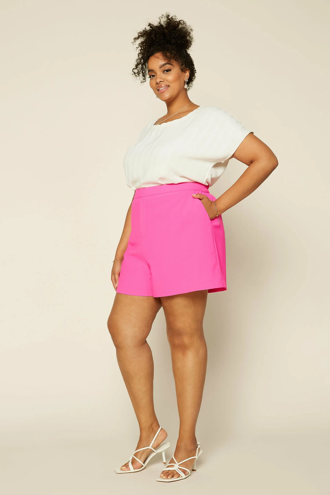 SKIES ARE BLUE Clothing Plus Size - Neon Structured Shorts 4 SKIES ARE BLUE Clothing Plus Size - Neon Structured Shorts