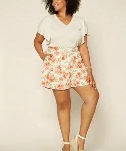 SKIES ARE BLUE Clothing Plus Size - Floral Linen Shorts 10 SKIES ARE BLUE Clothing Plus Size - Floral Linen Shorts