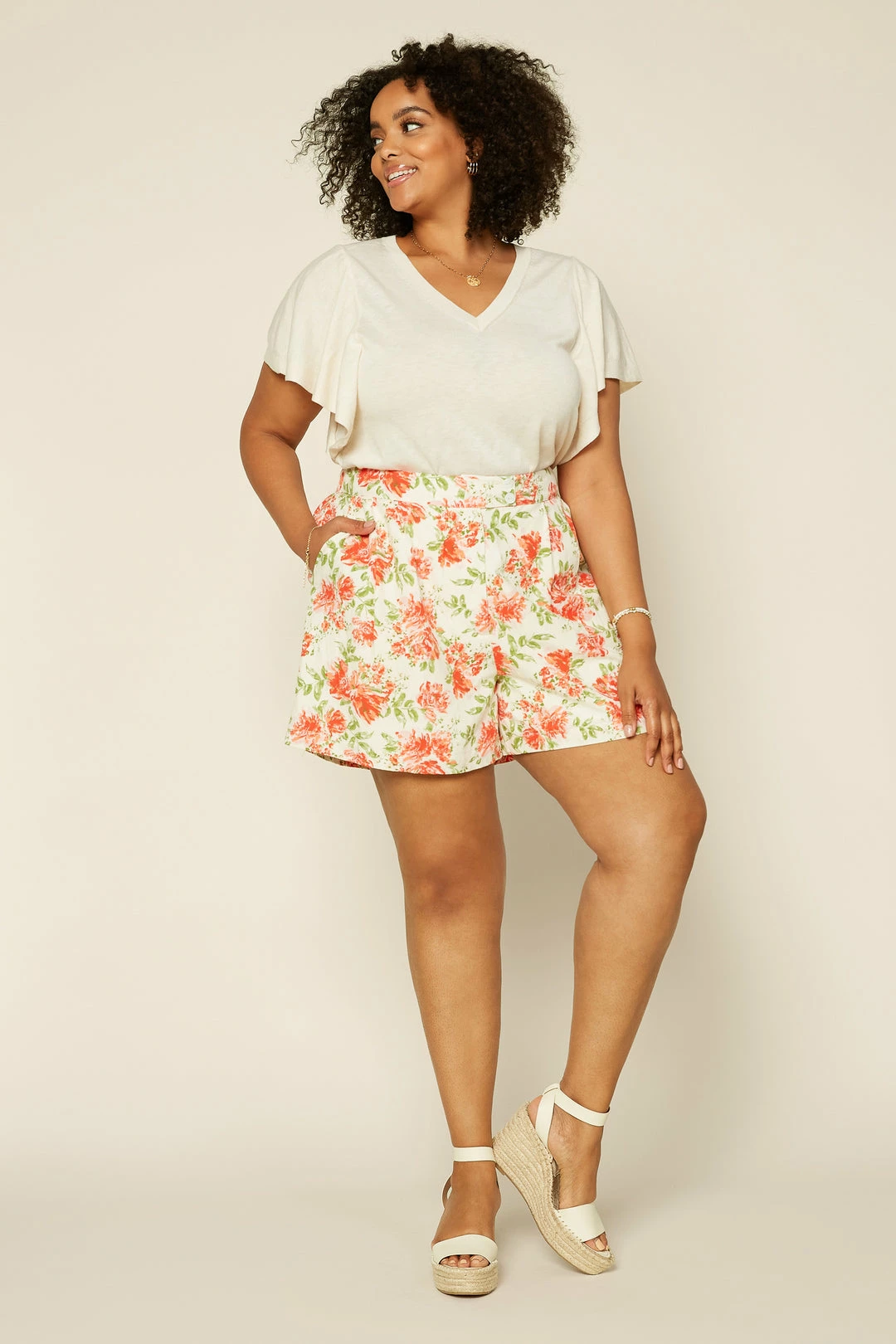 SKIES ARE BLUE Clothing Plus Size - Floral Linen Shorts 6 SKIES ARE BLUE Clothing Plus Size - Floral Linen Shorts