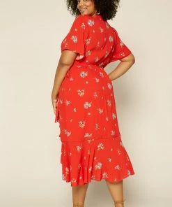 SKIES ARE BLUE Clothing Plus Size - Floral Wrap Midi Dress 11 SKIES ARE BLUE Clothing Plus Size - Floral Wrap Midi Dress