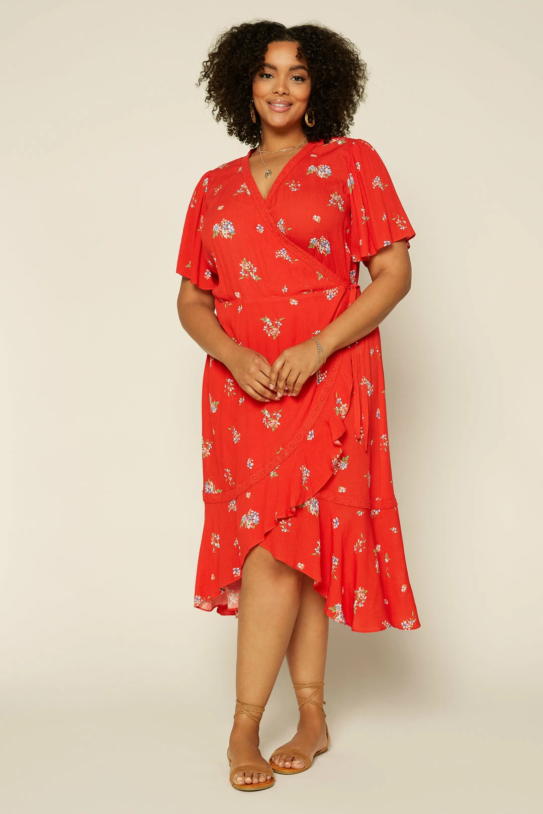 SKIES ARE BLUE Clothing Plus Size - Floral Wrap Midi Dress 5 SKIES ARE BLUE Clothing Plus Size - Floral Wrap Midi Dress