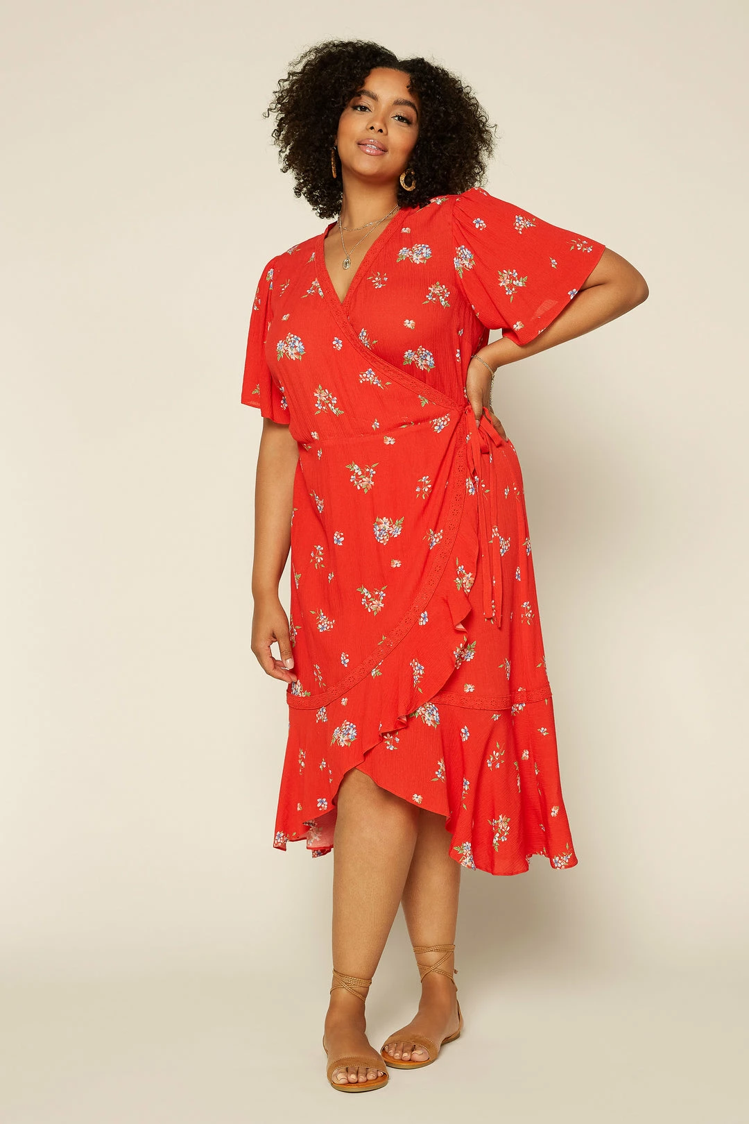 SKIES ARE BLUE Clothing Plus Size - Floral Wrap Midi Dress 4 SKIES ARE BLUE Clothing Plus Size - Floral Wrap Midi Dress