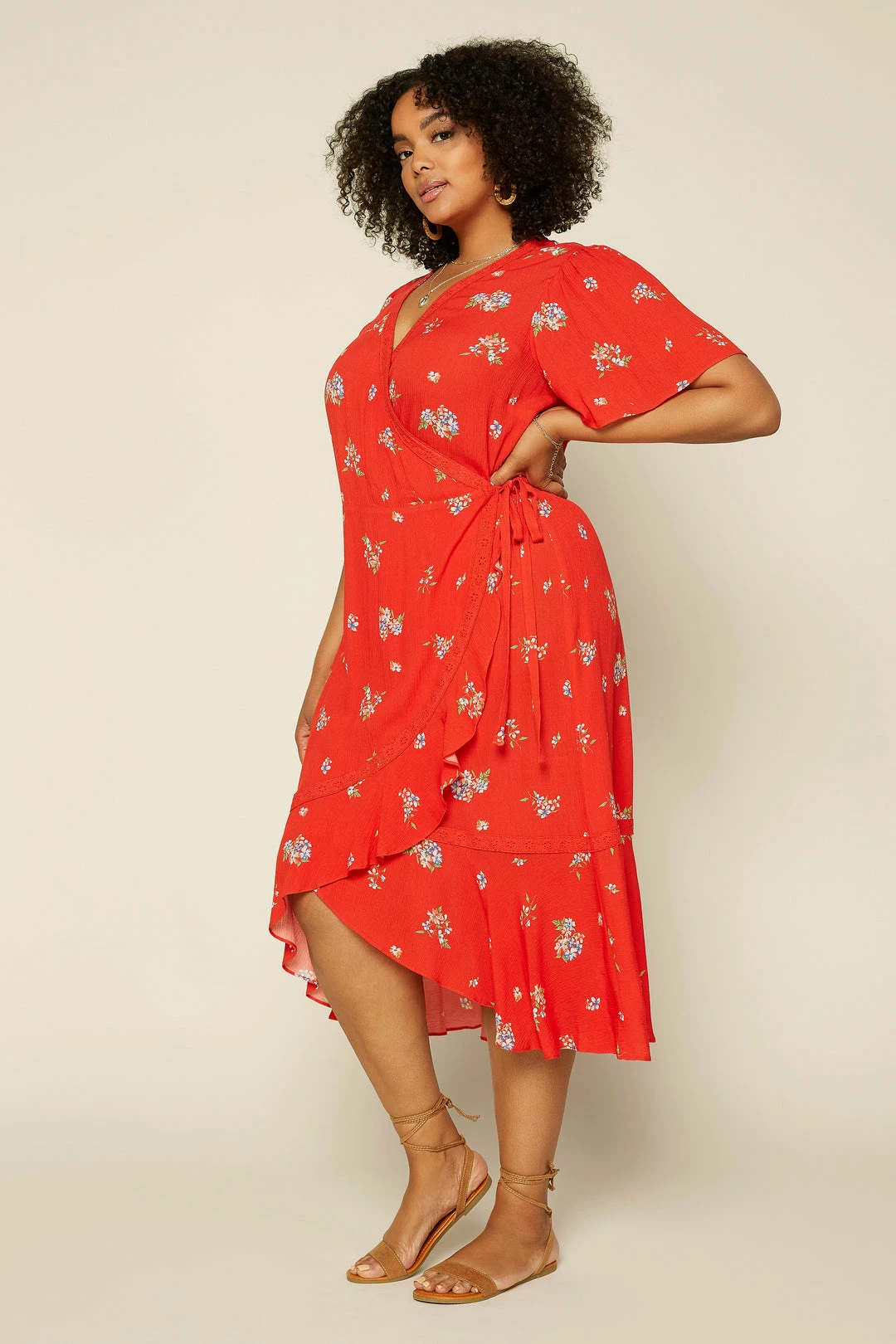 SKIES ARE BLUE Clothing Plus Size - Floral Wrap Midi Dress 6 SKIES ARE BLUE Clothing Plus Size - Floral Wrap Midi Dress