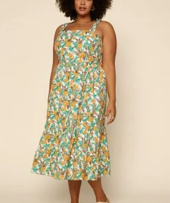 SKIES ARE BLUE Clothing Plus Size - Tropical Tie Shoulder Dress