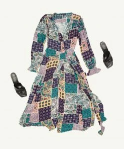 SKIES ARE BLUE Patch Print Wrap Dress Clothing