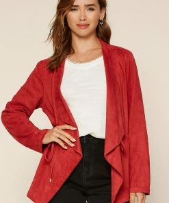 SKIES ARE BLUE Faux Suede Drape Jacket