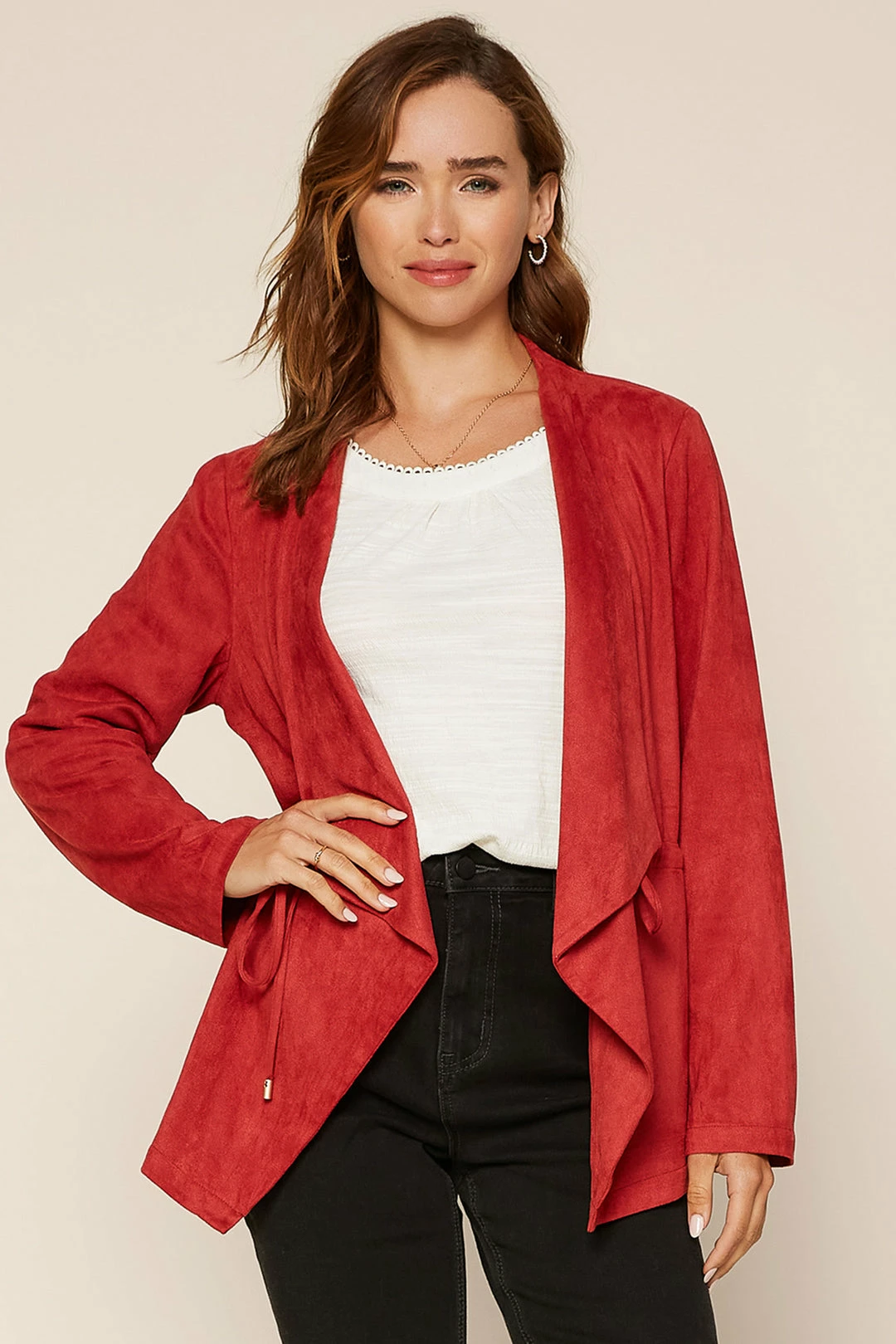 SKIES ARE BLUE Faux Suede Drape Jacket 3 SKIES ARE BLUE Faux Suede Drape Jacket