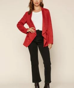 SKIES ARE BLUE Faux Suede Drape Jacket 10 SKIES ARE BLUE Faux Suede Drape Jacket